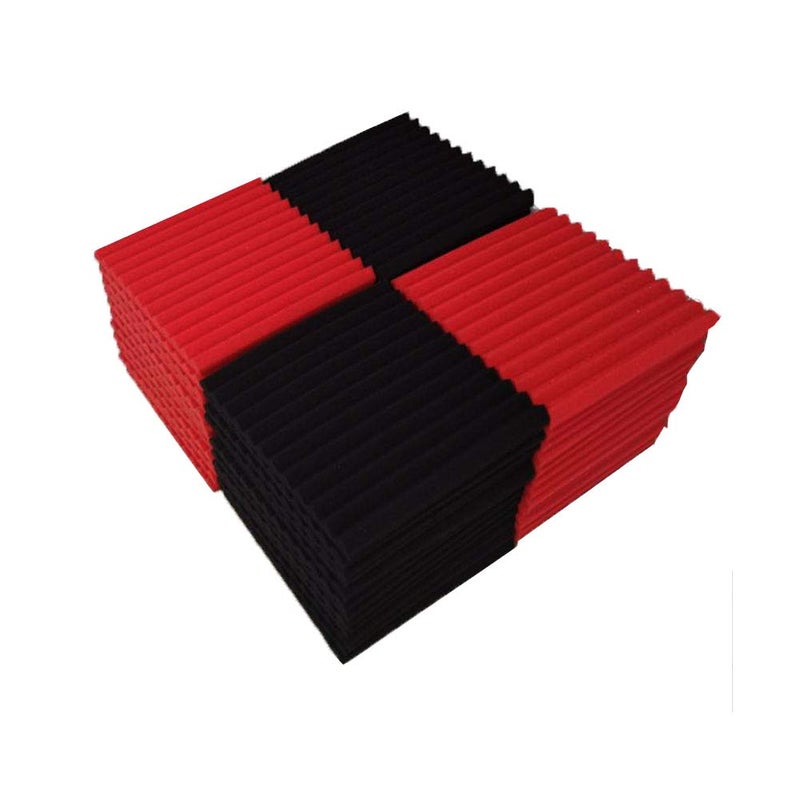 Burdurry 50 Pack Acoustic Panels Soundproof Studio Foam for Walls Sound Absorbing Panels Sound Insulation Panels Wedge for Home Studio Ceiling, 1" X 12" X 12" (Black&Red) - Image 4